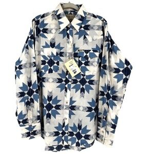 Cowboygirl Jenna Paulette Women's Patchwork Pearl Snap Western Shirt L Blue NEW